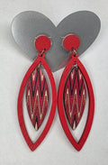 Red Wood Statement Earrings
